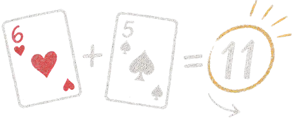 6♥ + 5♠ = 11