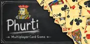 Phurti key art: the logo on a chalkboard with a fan of cards