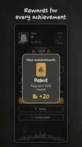 Screenshot: a new achievement card with a chip reward
