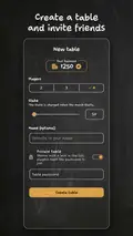Screenshot: creating a table and inviting friends